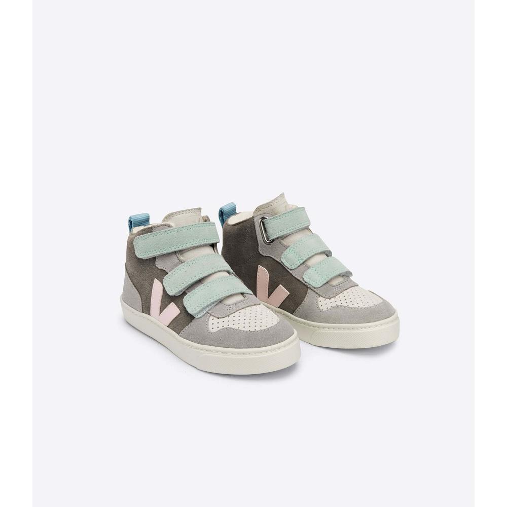 Veja V-10 MID FURED SUEDE Kids' High Tops Grey | CA 708UZG